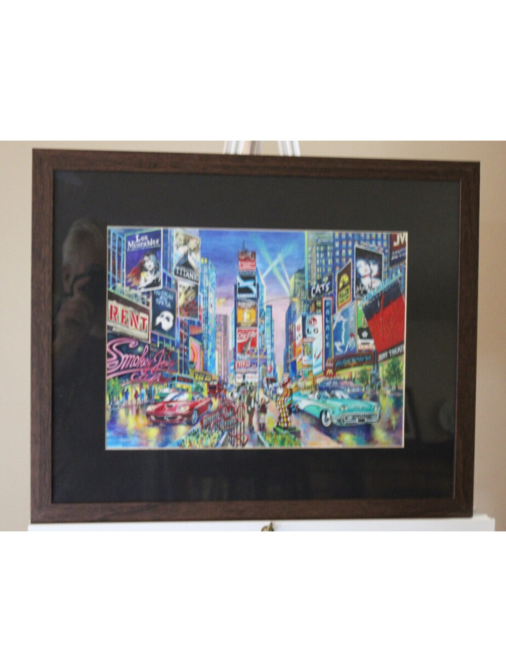 An Evening at Times Square NYC Watercolor Giclee Print ConArt Mat/Frame 16x20